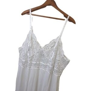 Vtg 90s Solange Country White Cotton Cottage Nightgown Lace Bodice Plus SZ 26/28